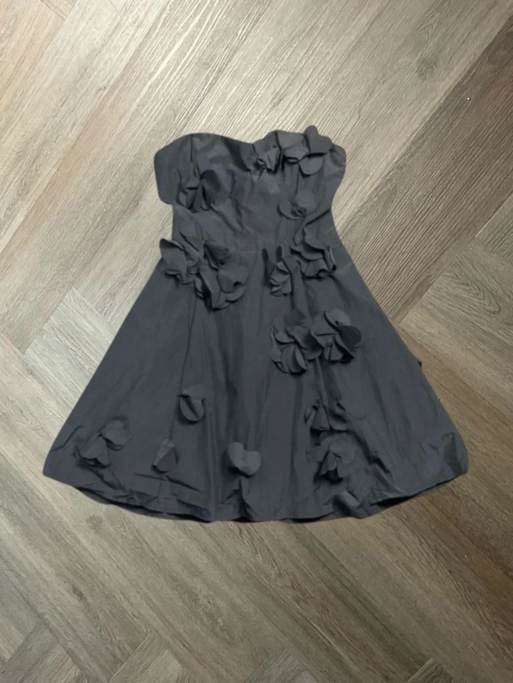 Bebe 3D Floral Fit and Flare Mini Dress Womens Small Black Coquette Dance Classy